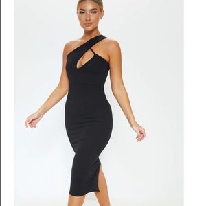 Black asymmetrical dress by Pretty Little Thing. Perfect LBD!!